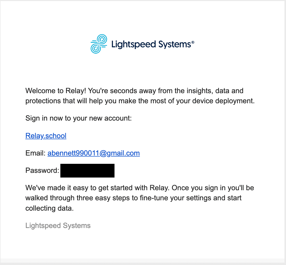 First login to Lightspeed Alert